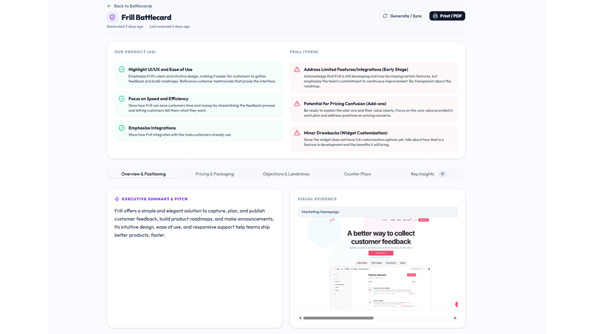 Always-up-to-date Battlecards